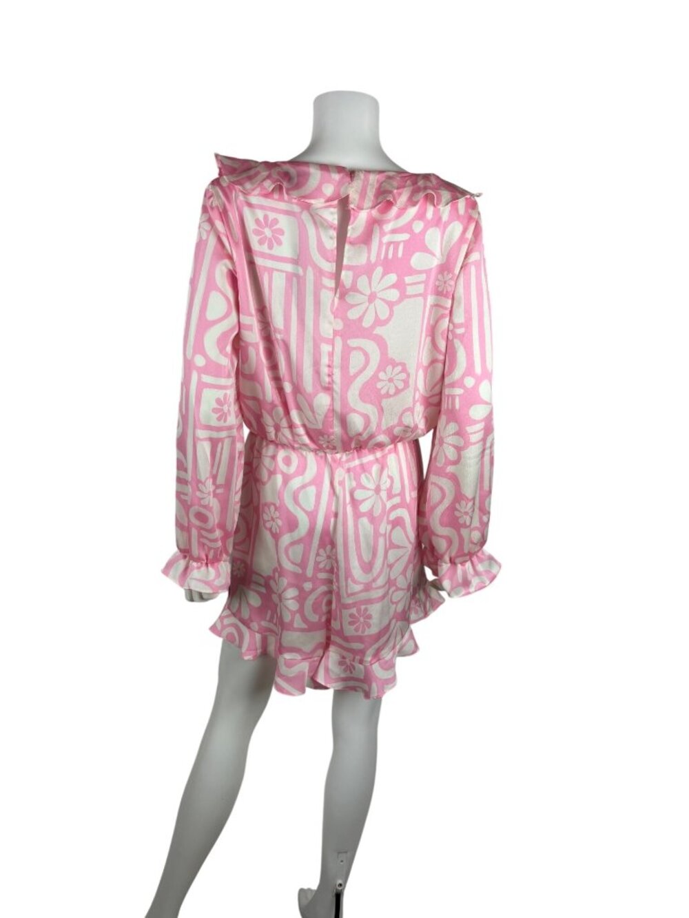 Never Fully Dressed Pink Dallas Playsuit Womens US 8 Retro Floral Print Ruffle - Picture 9 of 13